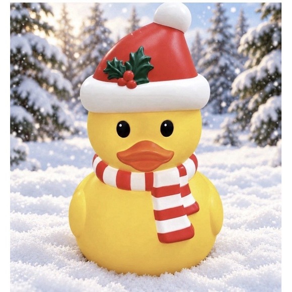 Duck Commander Other - Lowes 2026 Christmas Rubber Duck Blow Mold Holiday Living w/ Santa Hat Lights Up